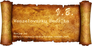 Veszelovszky Beáta névjegykártya